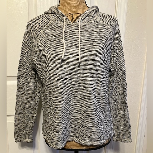 Aerie 100% cotton beach cover sweater drawstring hoodie striped knit long sleeve - Picture 1 of 12